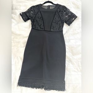 French Connection Black Lace Sheath Dress. Size 6.